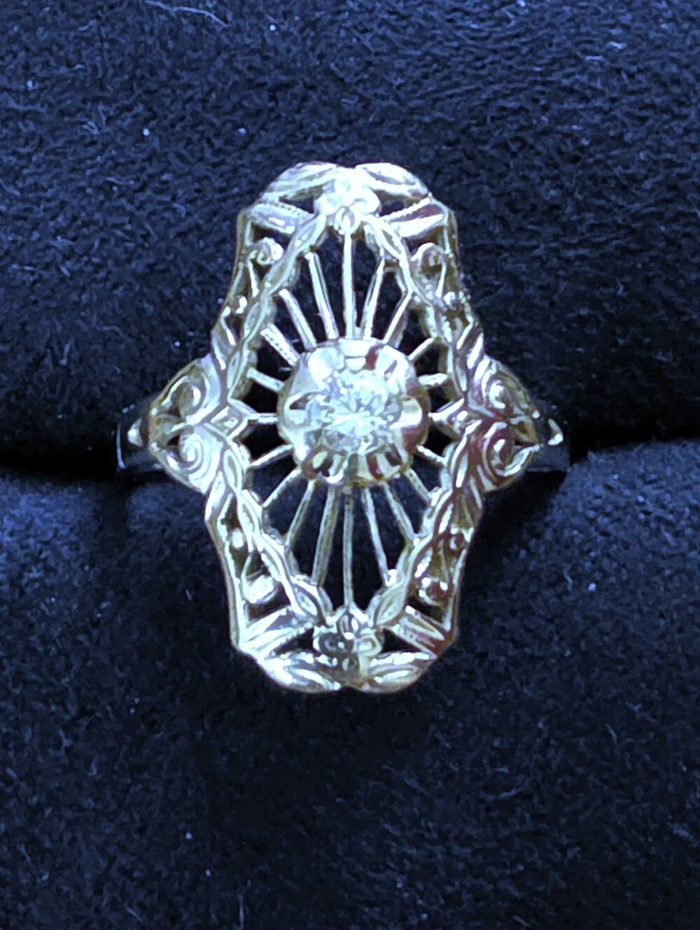 14k Diamond Filigree White Gold Ring (Vintage)